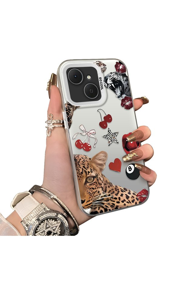 Tecno Spark 40C Compatible Leopard Pattern Cheetah Red Lip Cherry Mix Phone Case