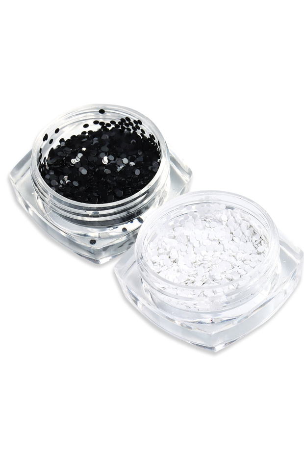 BDP01 02 Black and White Mini Round Nail Sequins Holographic Polka Dot Nail Art; Simple Charming Nai