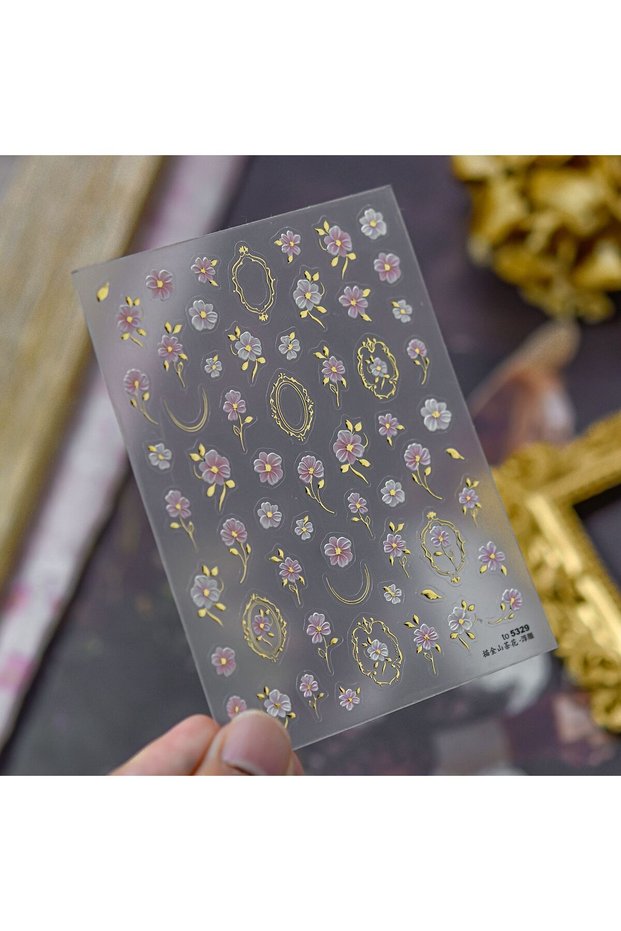 1pcs Relief 3D Nail Stickers Luxury Gilded Camellia Flower Nail Art Accessory Stickers Exqusitive Wh
