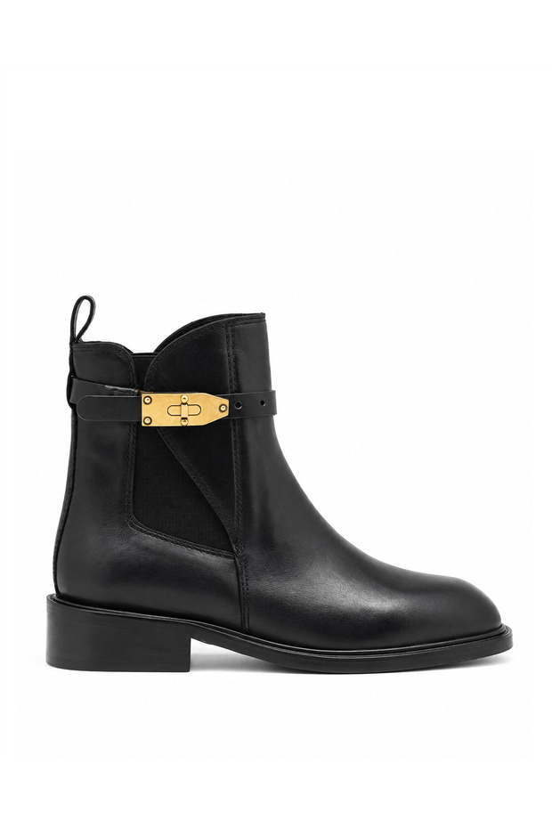 Genuine Leather Warm Lined Women's Boots 053 Black (Black)