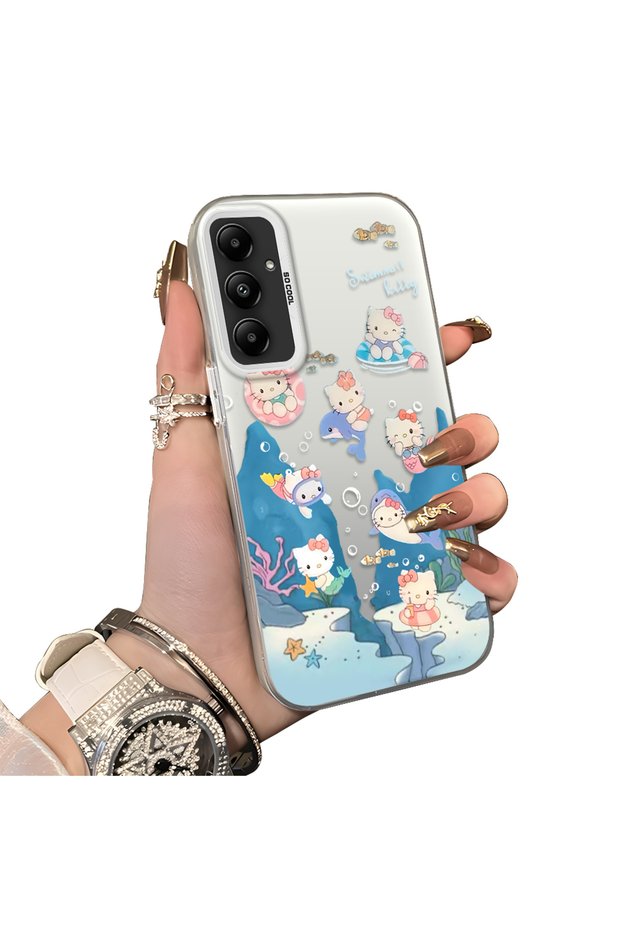Samsung Galaxy A05S Compatible Submarine World Cartoon Cat Printed Phone Case Shock Absorption