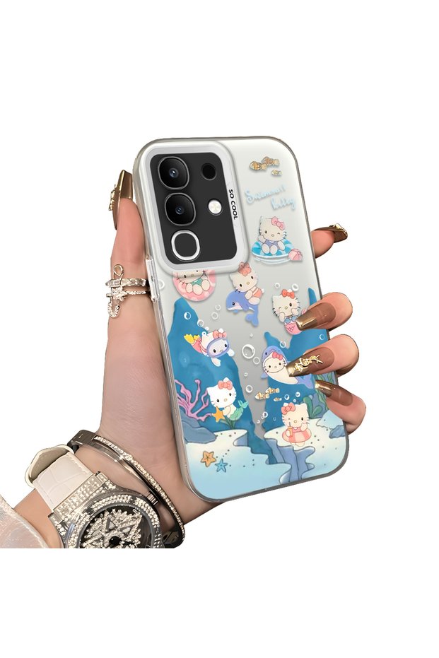 Vivo Y29 4g Compatible Submarine World Cartoon Cat Printed Phone Case Shock Absorption