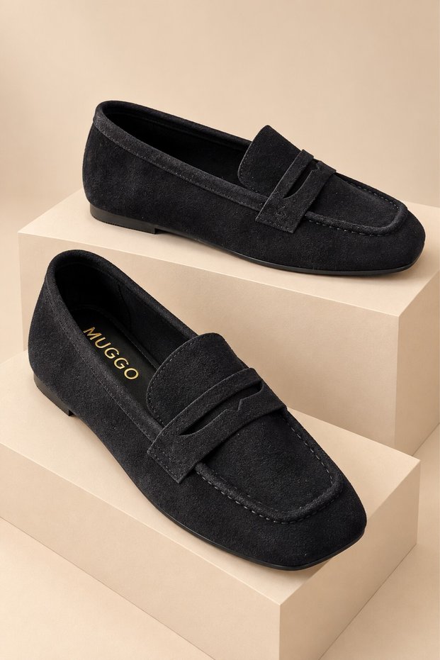 Dori̇an Hidden Heeled Leather Blunt Toe Casual Women's Loafer Moccasin Shoes