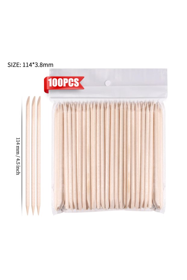 114mm 50/1000Pcs Double Ended Wooden Cuticle Pusher Multi Nail Art Tools Beechwood Stick M