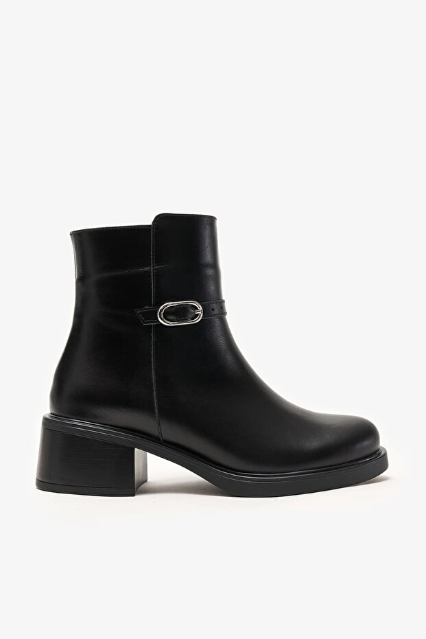 Kalista Black Leather Women's Heeled Boots