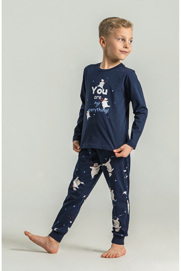 Boy's Long Sleeve Pajama Set (with Socks as a Gift)