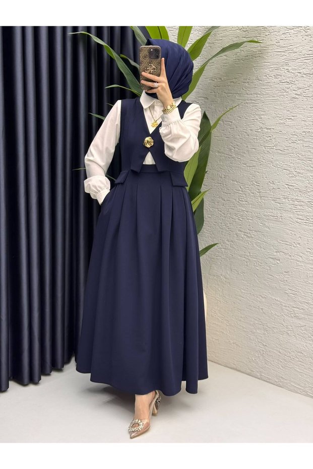 Women's Quality Stylish Hijab Navy Blue Gilet