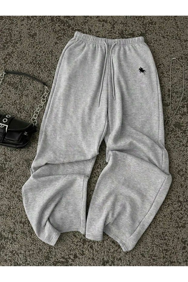 Unisex Gray Minmal Knight Printed Baggy Sweatpants Printed Premium Oversize T-Shirt