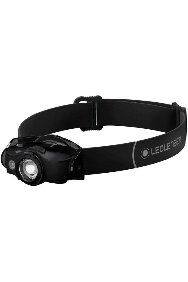 MH4 Outdoor Headlamp LED, black, rechargeable battery, 400 lumens, focusable, runtime up to 35h, red light, 1x AA useable with batteries, pocket clip, hunting, fishing