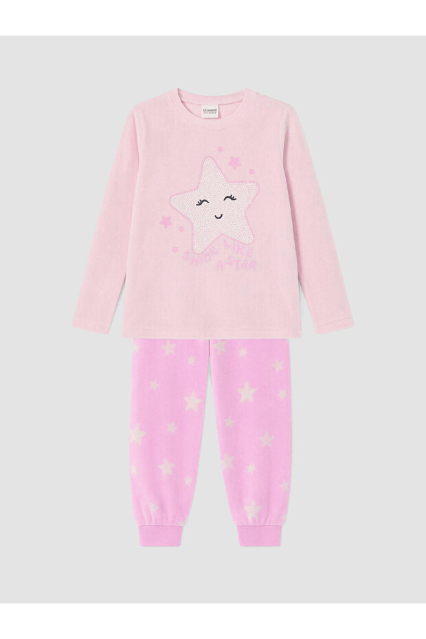 Sparkling Choices Star Embroidered Girls' Pajama Set from Shining Store