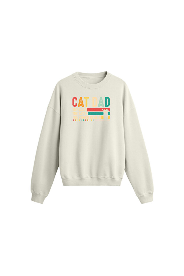 Cat Dad Printed Oversize Sweatshirt