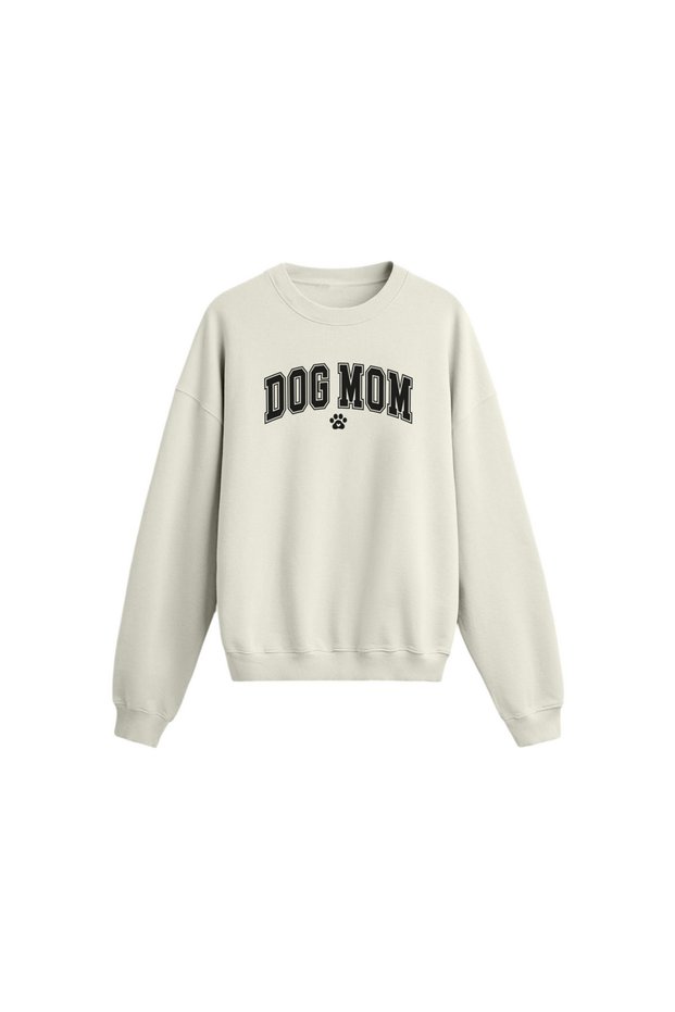 سويت شيرت مطبوع عليه Dog Mom مقاس كبير
