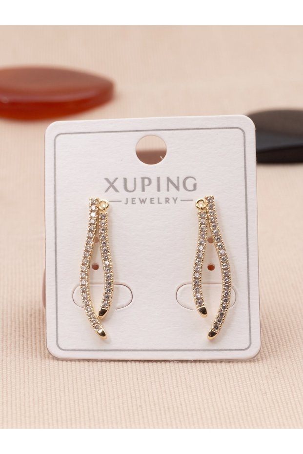 Premium Zircon Stone Dangle Look Xuping Steel Earrings, Non Tarnish Steel Earrings