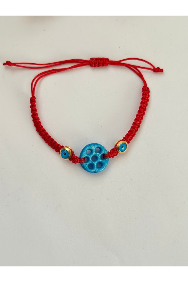 Red Rope with 7-Eyed Syrian Evil Eye Amulet Bracelet with Elevator Design
