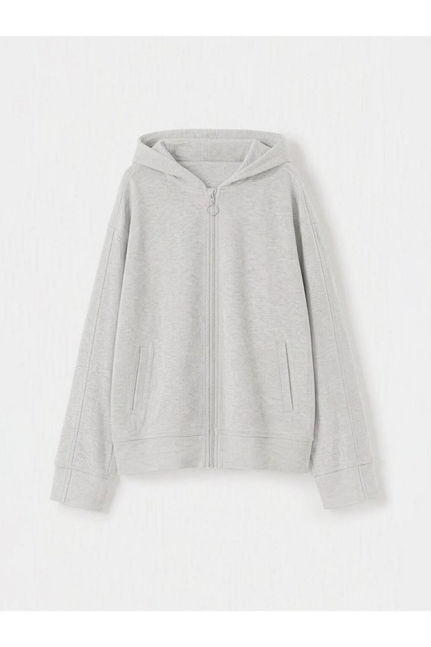 Gray Easy-To-Wear Girls' Zippered Sweatshirt