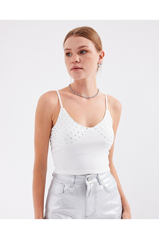 918 Rope Strap Crop Top - White