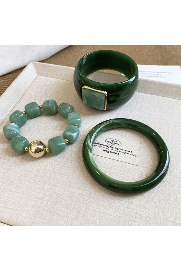 3 Pcs set 2 3 Pcs/set Vintage Resin Wide Bangles for Women Men Retro Square Acrylic Chunky Bracelet
