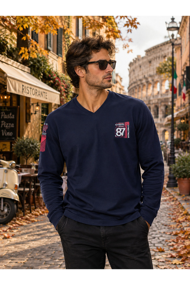 Men's V-Neck Sweatshirt 100% Cotton