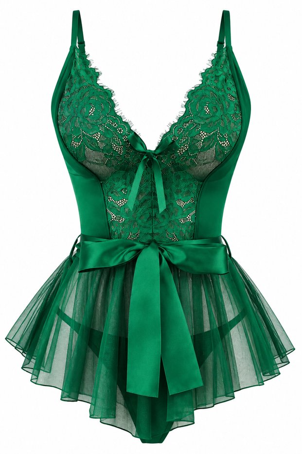 Lily Bianca Women's Lace Detailed Tulle Nightgown One Piece with Color Option