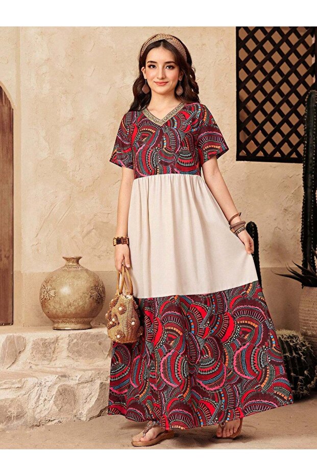 Rochie lungă, mix de culori - 16 ani