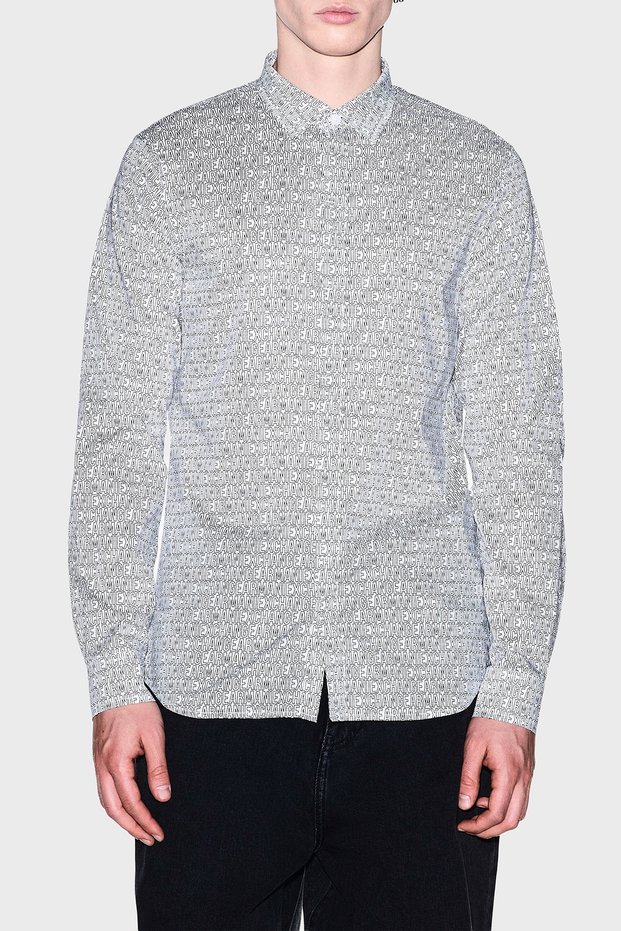All with Logo Slim Fit Long Sleeve Shirt Men Shirt Xm000625 Af13184 F0219