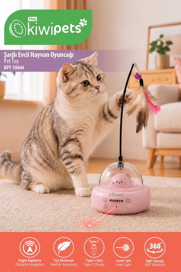 Kpt-10644 3-in-1 Cat Robot Activity Toy & Moving Ball & Laser