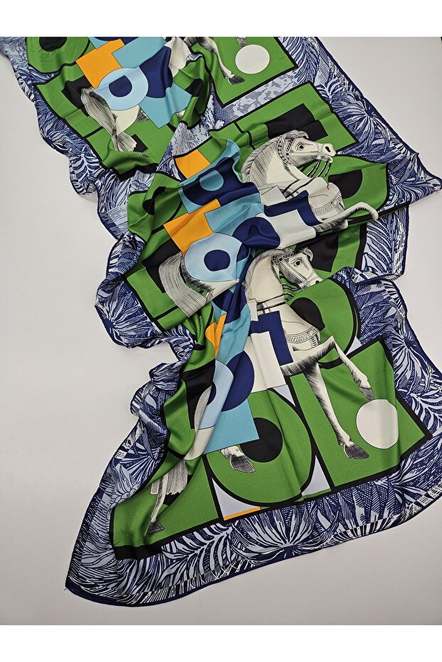 Avant-Garde Horse Pattern Double-Sided Luxury Voile Silk Shawl 70 X 180 cm