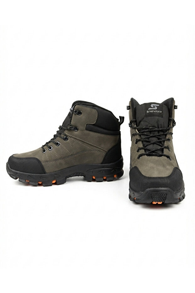 Men's Ankle Lace-Up Outdoor Boots with Thick Serrated Soles