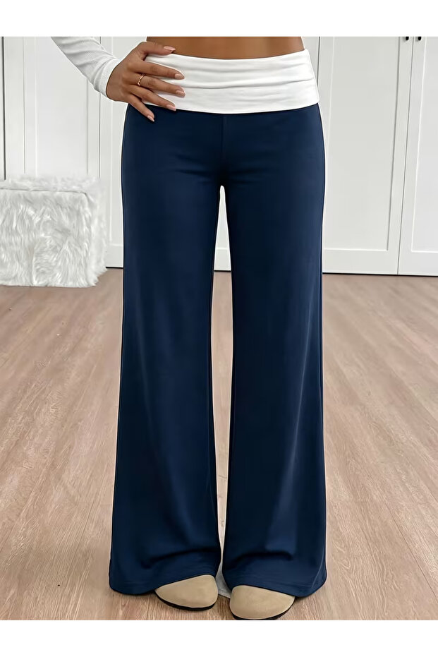 Women's White Wide Leg Pants with Waist Detail