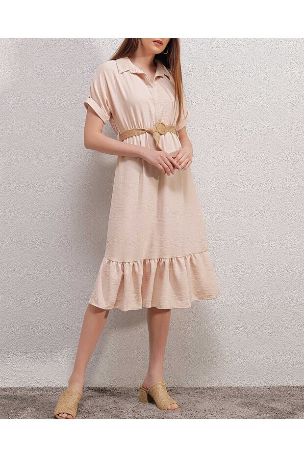 Bigdart 2292 Belted Dress - Cream
