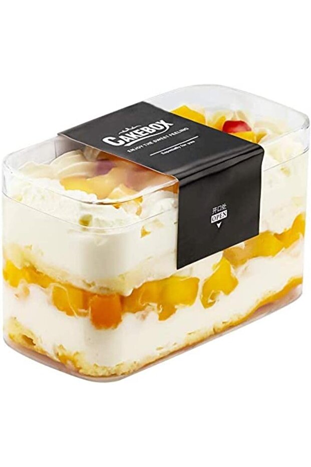 12pcs Plastic Transparent Dessert Container Fruit Ice Cream Holder Cookie Boxes Mille Crepe Cake Packaging Box