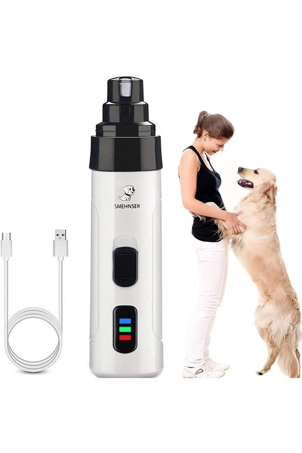 Beauenty Electric Dog Nail Grinder - 2-Speed USB Charging Pet Nail Trimmer Painless Paws Grooming & Mute and Smoothing with 1 Grinding Wheels, for Small Medium Large Dogs & Cats (C)