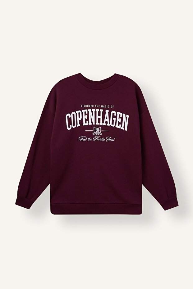 Oversize Crew Neck Printed Thick Sweatshirt I3322Ax26Wn