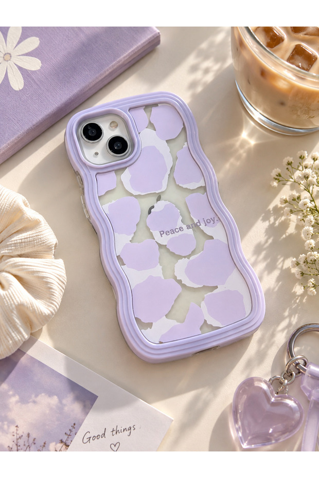 iPhone 13/14/15 Compatible Lila Patterned Impact Protective Transparent Detailled Case