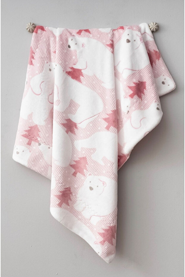 Teddy Bear Patterned Baby Blanket – Soft Textured