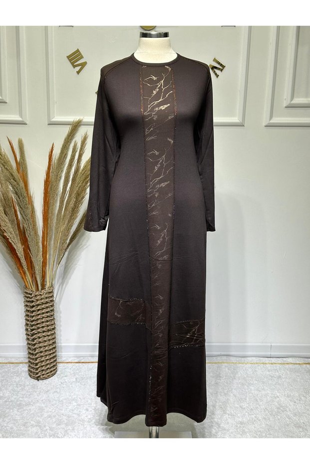 Women's New Season Stone Embroidered Patterned Combed Cotton Dress