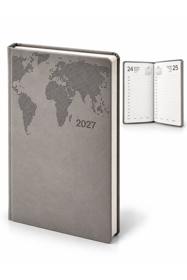 2027 - 15X22 World Patterned Thermo Leather Dated Agenda - 378
