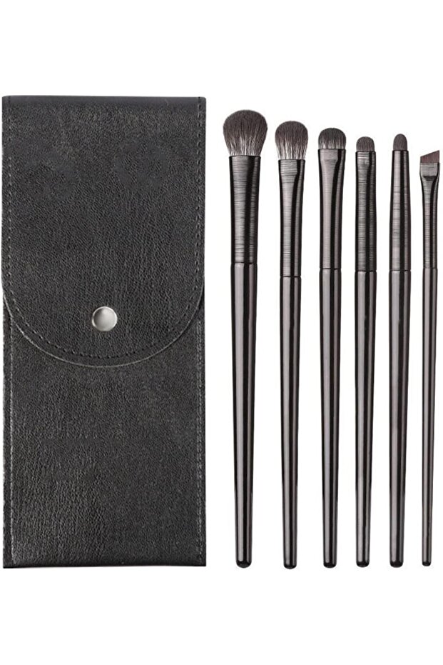 6pcs Eyeshadow Makeup Brush Set, Cosmetic Bag Portable Travel Makeup Brush Case, Makeup Brush Set Professional Foundation Makeup Brush Set (Black)