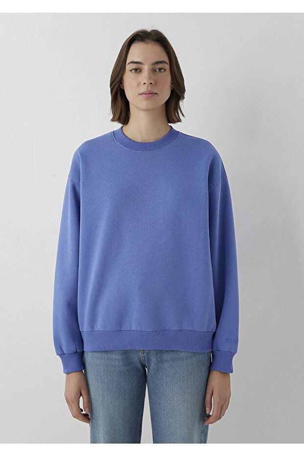 Crew Neck Sweatshirt Bleached Denim