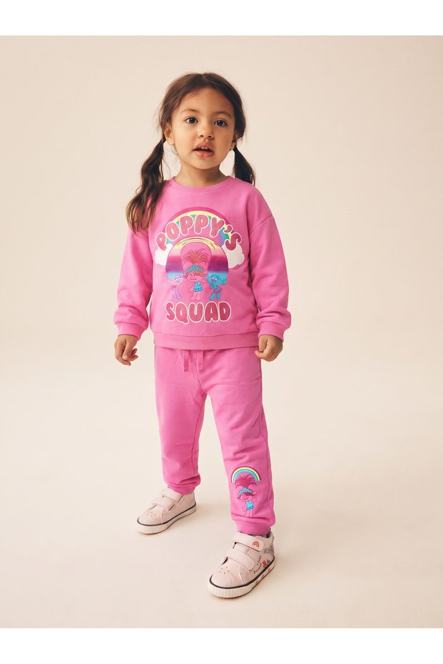 Girl's Printed Two-Thread Sweat/Pants 2-Piece Set Pink