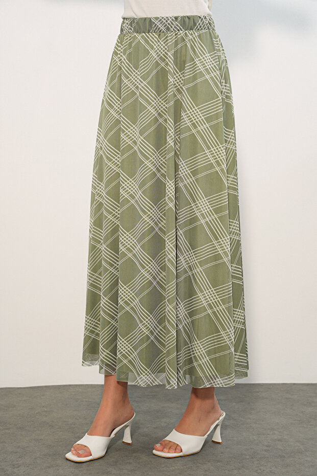 Women's Patterned Lined Skirt 8075 - Çağla
