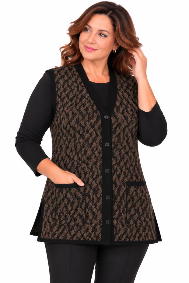 Women's Snake Patterned V-Neck Mother's Vest