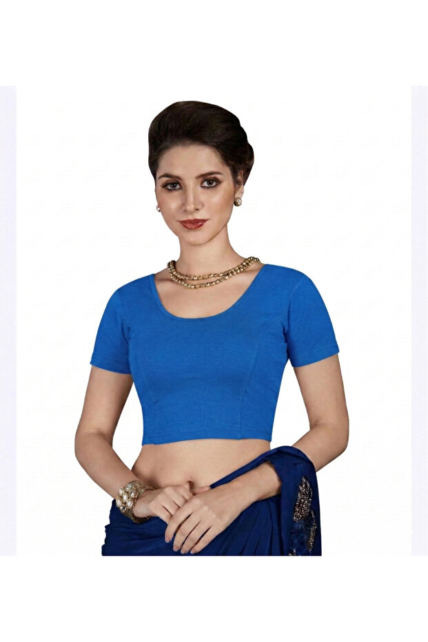 Premium Stretch Cotton Saree Blouse – Ready-to-Wear, Pull-On Style (Fits Sizes M & L)