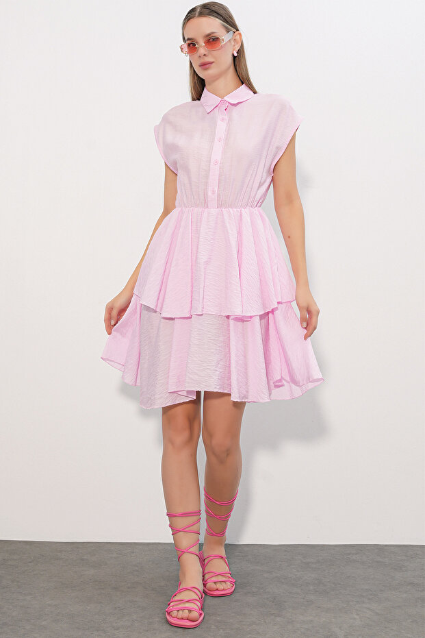 Women's Zero Sleeve Folded Dress 2622 - Pink