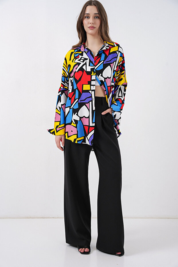3721 Graphic Patterned Shirt - Black