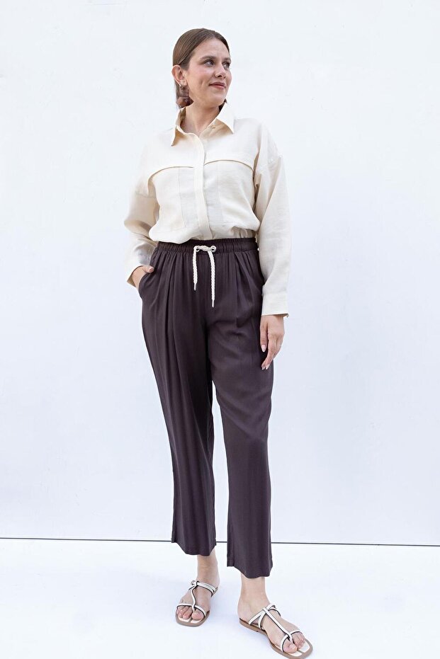 Elastic Waist Wide Leg Pants