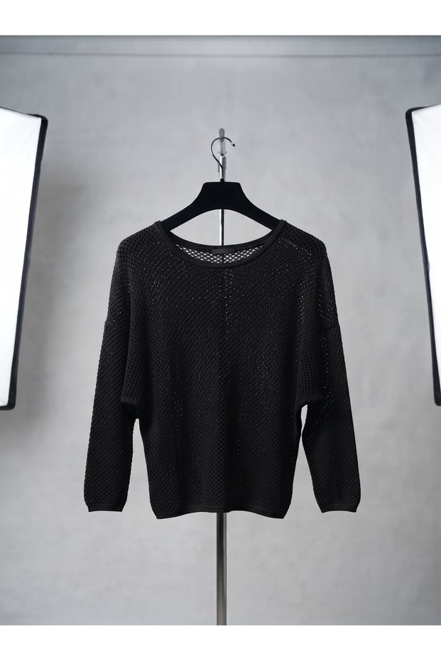 Women's Trendy Stripe Women's Mesh Knit Long Bat Sleeve Knitwear Blouse / Sweater