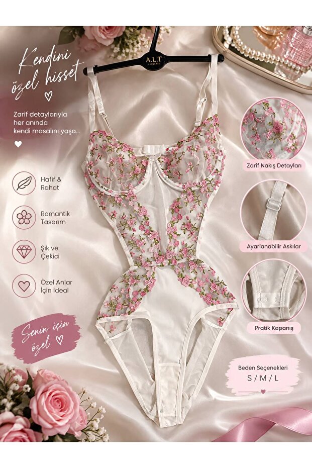 Pembe&Beyaz BODYSUIT