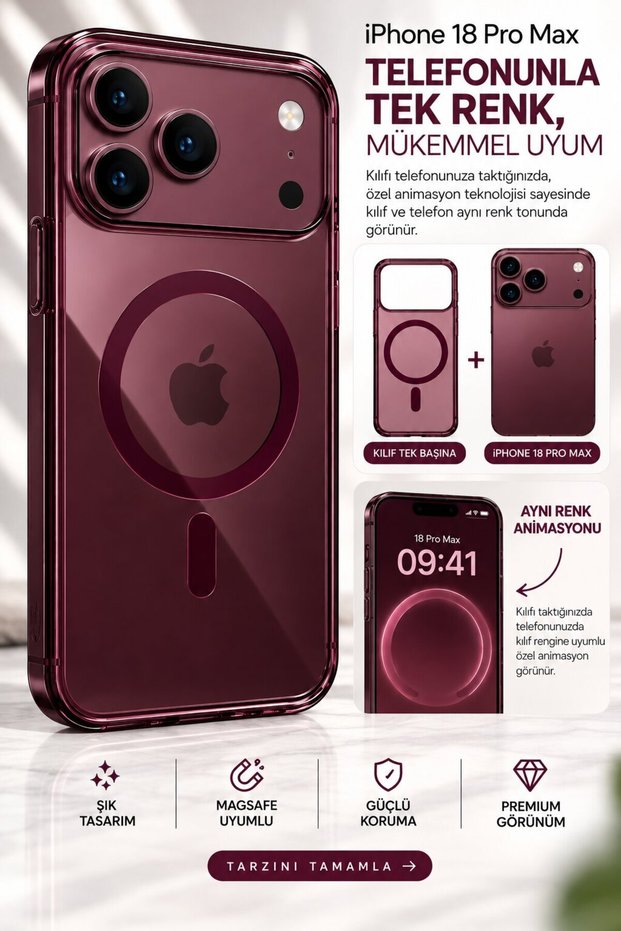 iPhone 18 Pro Compatible Animated Magsafe Hard Transparent Case – Color Effect Animated Shiny Premium Protection