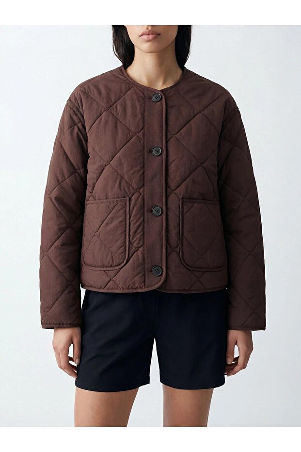 Baklava Patterned Oversize Women's Inflatable Coat (W6)